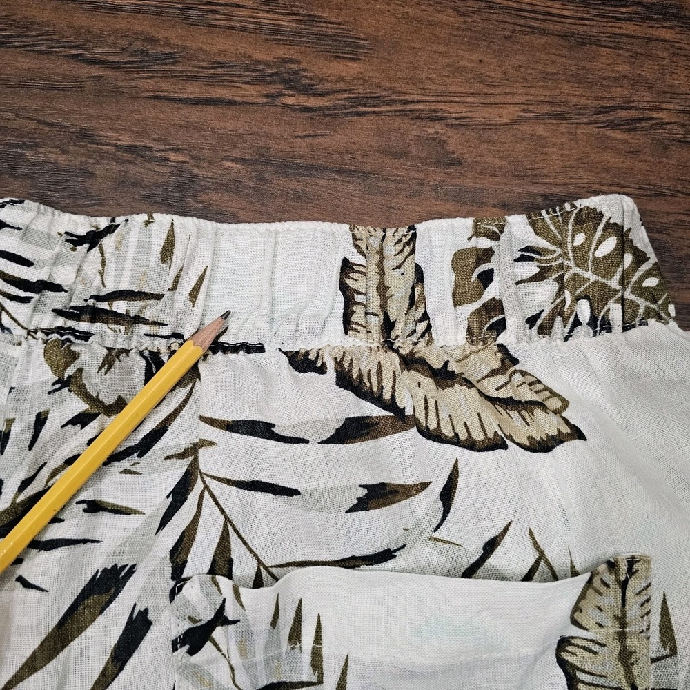C&C California 100% Linen Pull On Ivory Floral Tropical Beach Pants Plus 1X Read - Picture 14 of 14
